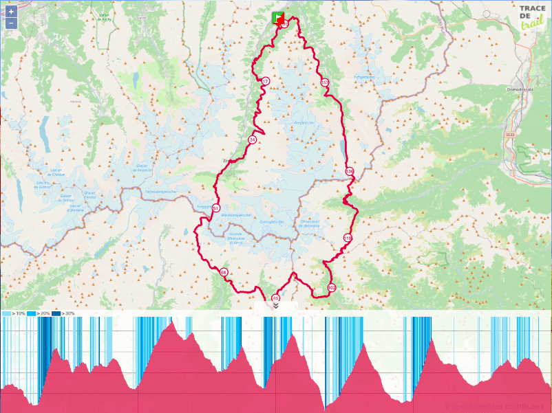 Ultra Tour Monte Rosa Routenkarte