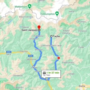 St. Jacques (Rif. Feraro) to gressoney map