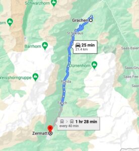 grachen to zermatt map